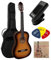 4/4 guitare classique maron sunburst avec accessoire, set sac, cordes, plectre, accordeur