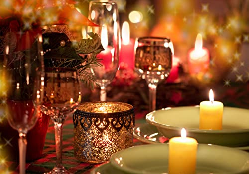 Jinfa Set da 2 Portacandele decorativi vasetti per candele vetro | Cilindrico ORO | Ø10cm, h9cm