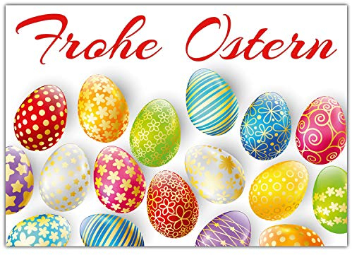 A4 XXL Osterkarte EDLE OSTEREIER mit Umschlag - moderne Premium Klappkarte für liebe Freunde Verwandte Kollegen - Frohe Ostern Karte von BREITENWERK