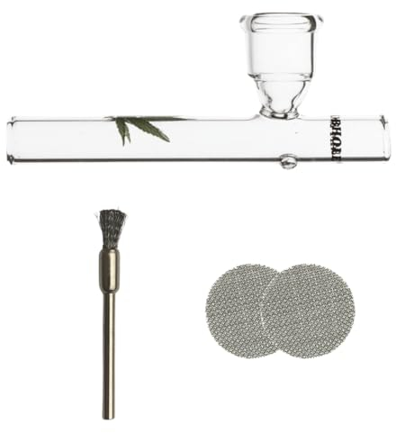 Weedness Glas-Pfeife 10 cm mit Leaf 3-teiliges Set – Tabakpfeife Kawumm Pfeife Smoking Pipe Glaspfeife