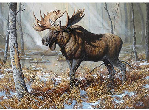 5D Diamond Painting Diamant Malerei Painting Bilder, Wowdecor Elch Hirsch Wald Winter Schnee Tiere Full Set Groß DIY Diamant Gemälde Malen Nach Zahlen