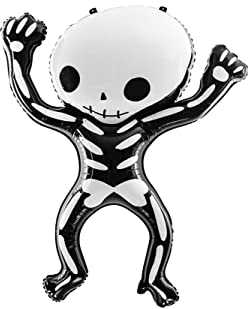 PartyDeco Folienballon Skelett 84x100cm für Helium geeignet Luftballon Kindergeburtstag Halloween