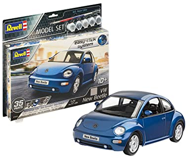 Revell 67643 Model Set VW New Beetle originalgetreuer Modellbausatz für Einsteiger, mit dem Easy-Click-System und Basis-Zubehör, farbig