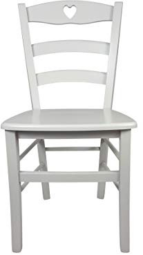 Sedia Cuore, in Legno Massello, Vari Colori e Sedute disponibili, Alta Qualità (Laccata Bianca, Massello)