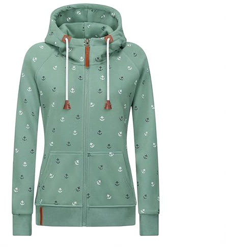 Newbestyle Women’s Hoodies Zip Up Long Sleeve Regular Fit Floral Hooded Sweatshirt Casual Coat Green S