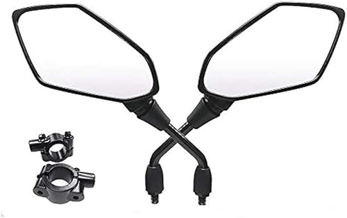 Universal Motorrad Spiegel, Auzkong 10mm Rückspiegel ABS Motorradspiegel Kompatibel mit Die Meisten Motorräder Streetbikes Cruiser Scooter Dirtbikes ATV UTV Harley 360°Drehbarer 1 Paar
