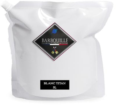 Peinture Acrylique Blanc Titanium - Aspect Satin - Peinture Mur, Plafond, Boiserie & Balcon - Lessivable - Séchage En 30 min - COV A+ - Fabriquée En France - 5 L - BARBOUILLE