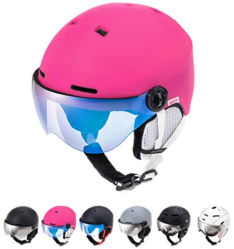 Casque de Ski pour Hommes Femmes garçon Fille Enfant Enfants Ski Snowboard certifié sécurité Professionnel Sports de Neige Cache-Oreilles Hiver Chaud (L (58-61cm), Pink)