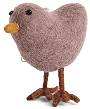 Gry & Sif Filzküken zum Aufhängen oder Hinstellen, Osterdeko, Osterküken, Osteranhänger, Ostern, Frühlingsdeko aus Filz, Fairtrade, Handmade, Scandi | 1x Küken, Taupe, H10 x B8 cm