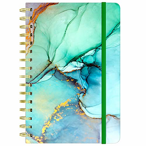 HUAMXE Spiral-Notizbuch, Marmor Hardcover, 14,5 x 21,3 cm, 160 Seiten dickes Papier, Liniertes Tagebuch für Frauen Männer, niedliches College liniert Notizbuch für Journaling Schreiben Arbeit grüne