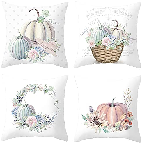 Kissenbezug 4er Set, Kissenbezüge 45 x 45 cm Deko Kissen Kissenhülle Kürbis Kissenbezug Kopfkissenbezug Dekokissen Abdeckung Für Sofa Auto Schlafzimmer Wohnzimmer Zuhause Stuhl Dekor