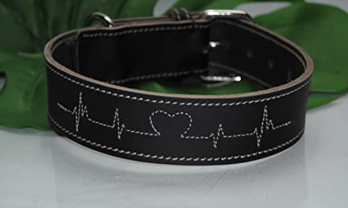 Lederhalsband 55cm Gr.M, schwarz Herzschlag Fettleder