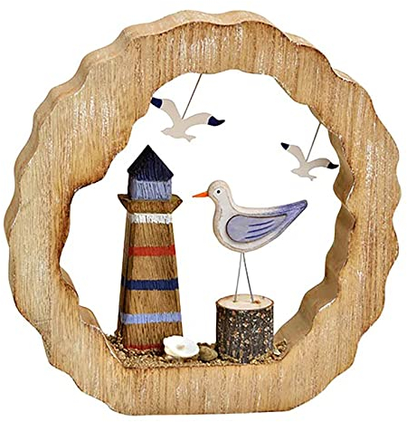 maritime Holz Serie grau-weiss ┼ Schiff/Segler ┼ Leuchtturm ┼ Rettungsring ┼ Bilderrahmen ┼ Deko - Nautic (Aufsteller Leuchtturm)