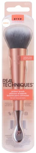 REAL TECHNIQUES Dual-Ended Primer Facial Skincare Brush & Stainless Steel Scoop, 1 Count, Pink