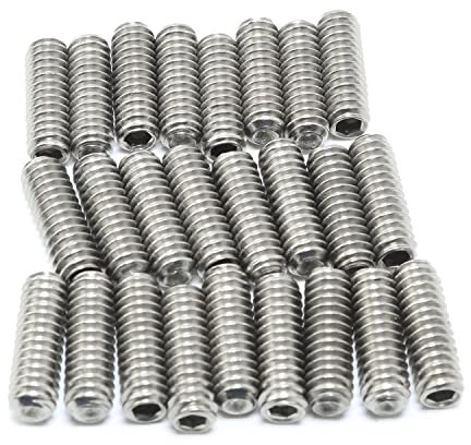 Pro Bamboo Kitchen 25pcs Socket Set Screws 1/4-20x3/4 304 Stainless Steel Full Thread Cup Point Grub Screws