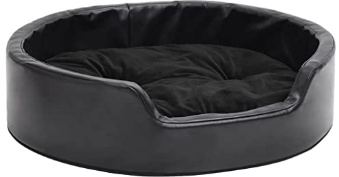 vidaXL Hundebett Schwarz 69x59x19cm Plüsch Kunstleder Hundesofa Hundekissen
