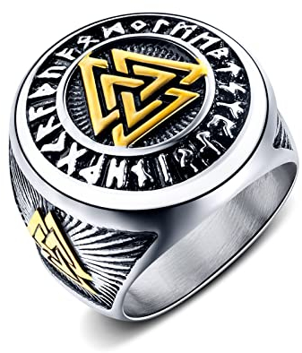 Nordic Viking Odin Dreieck Titan Stahl Herren Ringe Punk Hip Hop Rock Trendy für Mann Freund Biker Schmuck Kreativität Geschenk