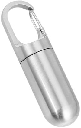 Keychain Pill Holder Portable Stainless Steel Pill Box Container Waterproof Toothpicks Holder Mini Pill Case for Outdoor Travel Purse Pocket