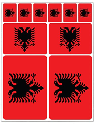 SkinoEu 10 x Vinyl Aufkleber Autoaufkleber Stickers Albanien Flagge Albanische Fahne Auto Motorrad Fahrrad Scooter Fenster D 1