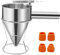 Hoypeyfiy Stainless Steel Funnel Octopus Balls Tools 1.2 L Pancake Batter Dispenser with 4 Leakage Nozzles Cake Cupcake Desserts Maker Confectionery Funnel for Kitchen Bakery