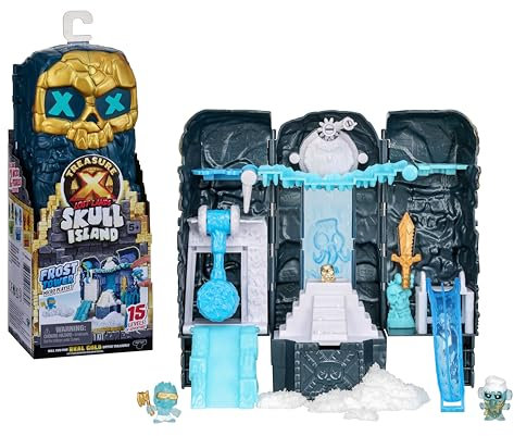 TREASURE X Lost Lands Skull Island – Eisturm-Mini-Spielset, 15 Abenteuerlevel, Überwinde die Fallen und entdecke 2 Mini-Actionfiguren, Findest du den Schatz mit echtem Goldüberzug?