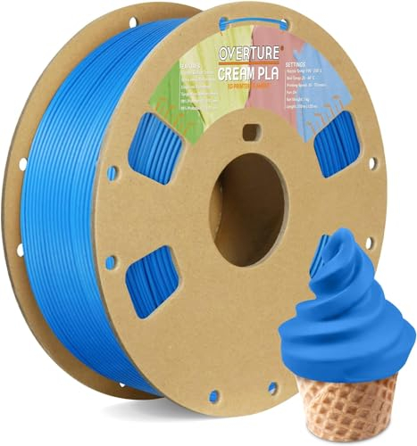 OVERTURE PLA-Filament Creme PLA 1,75 mm, Filament PLA 1 kg Spule (1 kg), Maßgenauigkeit +/- 0,03 mm, passend für die meisten FDM-Drucker (cremeblau)