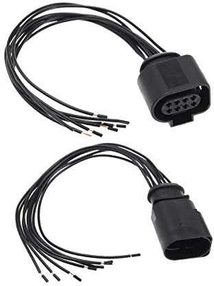 VGOL 2 Piezas Mazo de Cables para Sensor de Estacionamiento Trasero 1J0973714 1J0973814 Compatible con VW Compatible con Audi Compatible con Seat Conector de Mazo de Cables Macho Hembra de 8 Pines