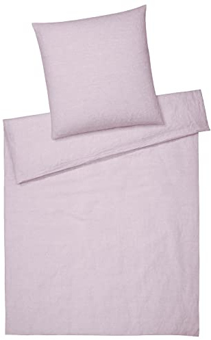 elegante Halbleinen Bettwäsche Breezee Flieder 1 Bettbezug 135 x 200 cm + 1 Kissenbezug 80 x 80 cm