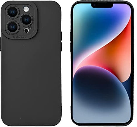 LOOKSEVEN iPhone 14 Pro Case, Black Silicone TPU Rubber Back Cover Case Compatible for iPhone 14 Pro (6.1 inch)