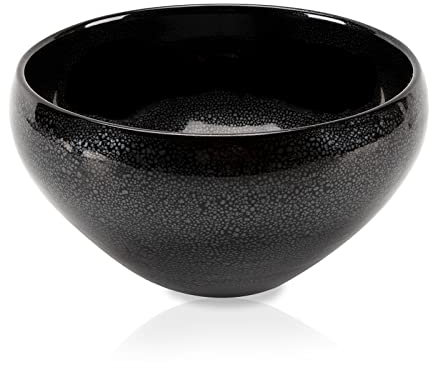 Linkidea Bol de rasage en céramique, bol de savon de rasage humide à flux irrégulier naturel fabriqué à la main, bol de rasage exquis pour homme, cadeau pour hommes (Noir)