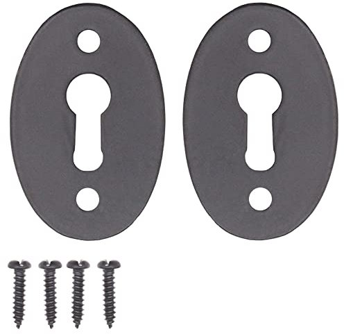 EAI Oval Keyhole Cover Escutcheon | 51x34mm | Black Antique Iron | Pack of 2