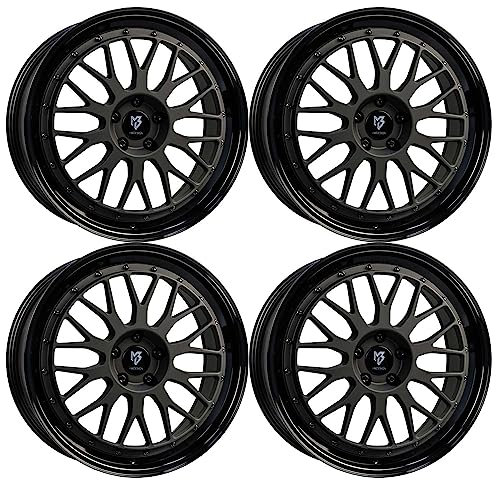 4x MB Design Felgen LV1 8.5Jx19 ET45 5x112 Schwarz stumpfmatt/Glanzschwarz kompatibel mit VW Beetle E-Golf EOS Golf ID.3 Jetta Passat Tiguan Touran T-Roc T