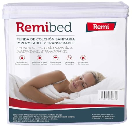Remibed | Coprimaterasso Anti Cimici | Letto 80 (80 x 190) | Oeko-Tex 100 | Cerniera Compatta | Doppia Balza di Sicurezza | Membrana Smartex | Coprimaterasso