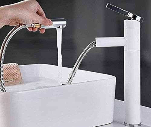 Faucet Bathroom Faucet Hot and Cold Copper Sink Bathroom Cabinet Sink White Paint Retractable Rotating Faucet