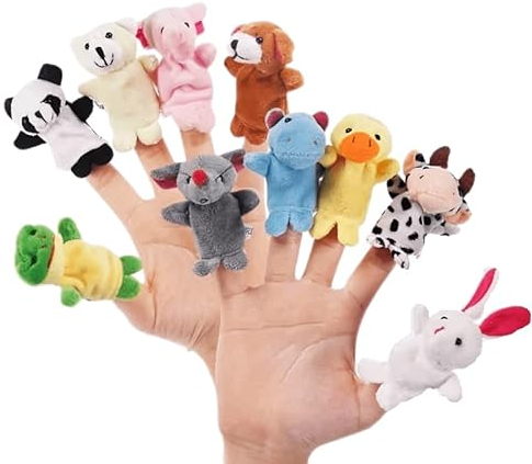PLAYZOCO Fingerpuppen, Plüschtiere, Fingerpuppen, Tierpuppen, pädagogisches Spielzeug, Tierpuppen, Fingerpuppe, Plüschmaterial, 10 Stück, Tiere