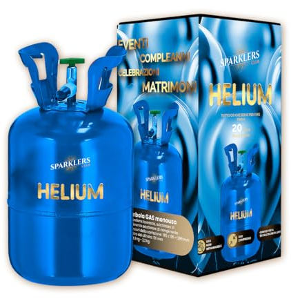 SPARKLERS CLUB, Stazione di gonfiaggio per 20 palloncini elio, 99,9% di gas, caramella usa e getta, riciclabile, capacità di 0,17m3, ideale per compleanni, matrimoni e battesimi (20 palloncini)