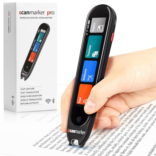 Scanmarker Pro | Lápiz Escáner Traductor y Lápiz Lector de Texto | Bolígrafo Traductor de Idiomas Multilingüe para Lectura, Aprendizaje de Idiomas e Apoyo a la Dislexia