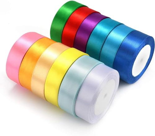 VIVIIHOO Nastro in Raso Nastro Regalo Nastro Largo, 12 Colori 2mm x (20m-23m) Nastro in Tessuto Nastro Decorativo per Crafting e Confezione Regalo, Decorazione tra Cui Rosso, Rosa, Viola e Blu Scuro.