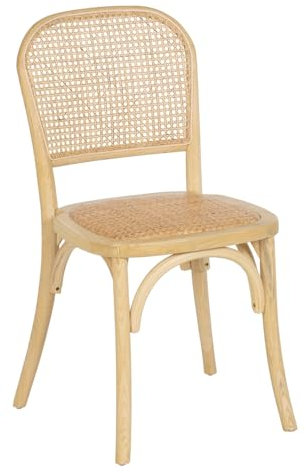 LOLAhome Silla con Rejilla Natural de Madera de Olmo de 45x42x86 cm