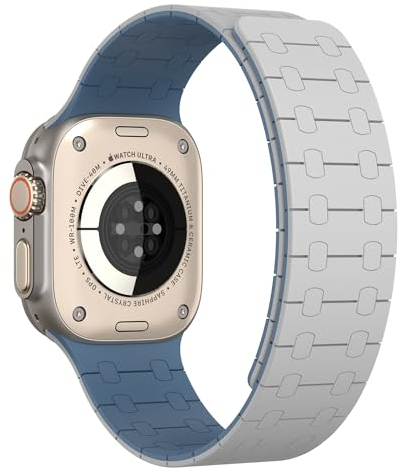 TINICR Armband Kompatibel mit Apple Watch Armband 49mm 45mm 44mm 42mm 41mm 40mm 38mm Damen Herren, Magnetische Silikon Solo Loop Sport Armbänder für iWatch Ultra 2/Ultra/SE/9/8/7/6/5/4/3/2/1
