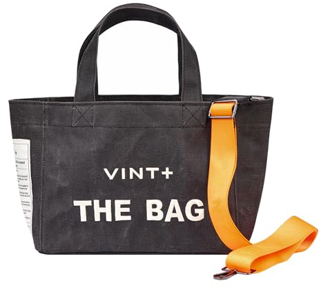 VINT+ Canvas Bag Damen Handtasche – Moderne Schultertasche mit wählbarem Tragegurt – Casual Shopper Tasche ideal für Arbeit, Uni, Schule & Reise | Wasserabweisend, 100% Baumwolle | Small, Anthrazit