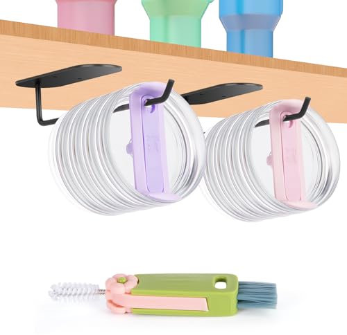 E-ROOM TREND Tumbler Lid Organizer | 22.86cm Cup Lid Organizer | Simple Modern Tumbler Lids Self-Adhesive Lid Hook | for Yeti Tumbler Stanley Tumbler Kitchen Organizers Storage (TLOBA2) | 2 Pack
