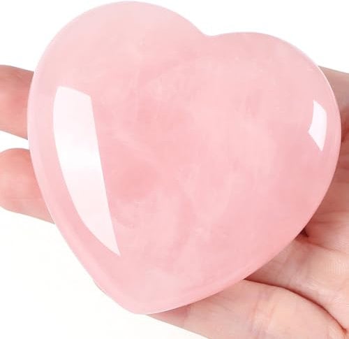 AWARDSEN 60 mm Large Heart Rose Quartz Crystals Gemstones Gifts for Women, Pink Heart Shaped Stone Reiki Healing Crystals for Valentine's Day, Anniversary, Birthdays and Thanksgiving Day