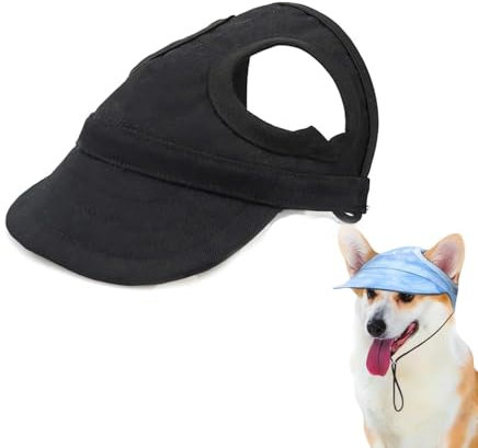 Outdoor Sun Protection Hood for Dogs, Outdoor-Sonnenschutzhaube für Hunde, Sommer Outdoor Haustier Sonnenschutz Hut, Verstellbarer Hund Sonnenschutz Baseballkappe mit Ohrlöcher (Schwarz, XL)
