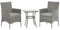 EVRE Copenhagen Outdoor Rattan Garden Bistro Set 3 Piece Wicker Table and Chairs Furniture with Cushions Glass Top Coffee Table for Conservatories Balcony Patio Poolside and Terrace (Grey)