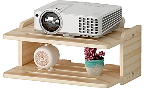 Beamer Halterung Projektorständer, Projektorhalterung, Wandhalterung, Halterung for Projektorhalterung, Befestigung for Projektoren unterschiedlicher Größe, 2 Etagen aus Holz Projektor Halterung(L)