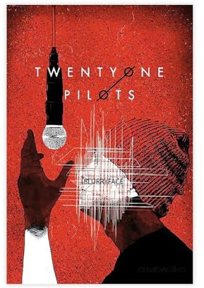Musikgruppe Twenty Poster & One Pilots Blurryface Musikalbum Cover Schlafsaal Schlafzimmer Wandkunst Deco Poster (1) Leinwand Poster Schlafzimmer Dekor Landschaft Büro Zimmer Dekor Geschenk 30 x 45 cm