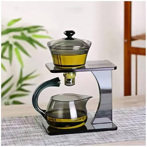 Lazy Kung Fu Magnetisches Tee-Set aus Glas, halbautomatische Tropf-Teekanne, hitzebeständiges Glas-Teekannen-Set, geeignet für Zuhause/Büro, Empfang, Teeservice, perfekt für Urlaubsgeschenke