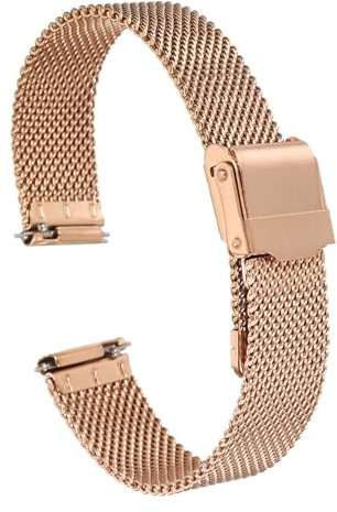 QUARKZMAN 316L Acciaio Inossidabile Maglia Cinturino Orologio 14mm Cinturino Orologio in Metallo Regolabile a Sgancio Rapido per Uomo Donna, Oro Rosa