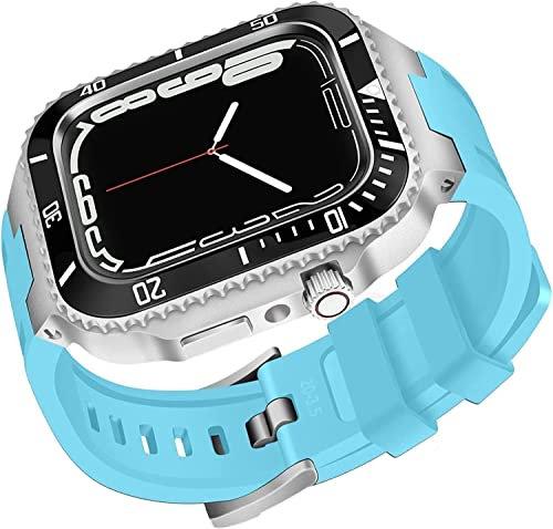 Lunetta in ceramica con cinturino in silicone Mod Kit, per Apple Watch Band Serie 8 7 45 mm, set modificato in acciaio con cinturino, per iWatch 6 5 4 SE 44 mm, 45mm, Agata